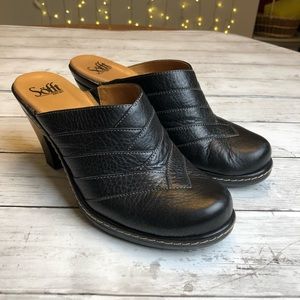 Sofft Leather Closed Toe 3” Mules, Size 8.5M